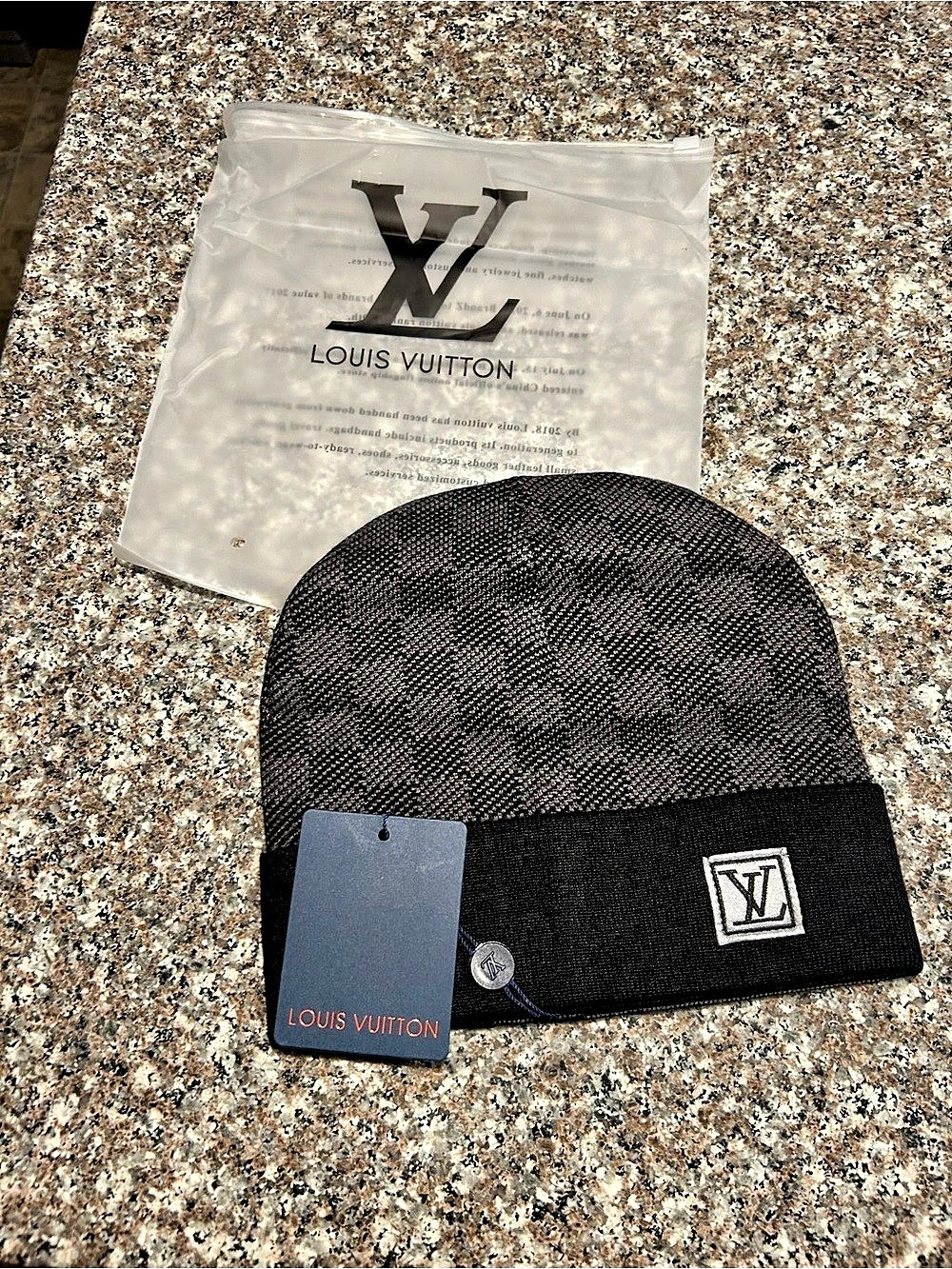 Louis Vuitton Geometric Beanie Black & Gray NWT